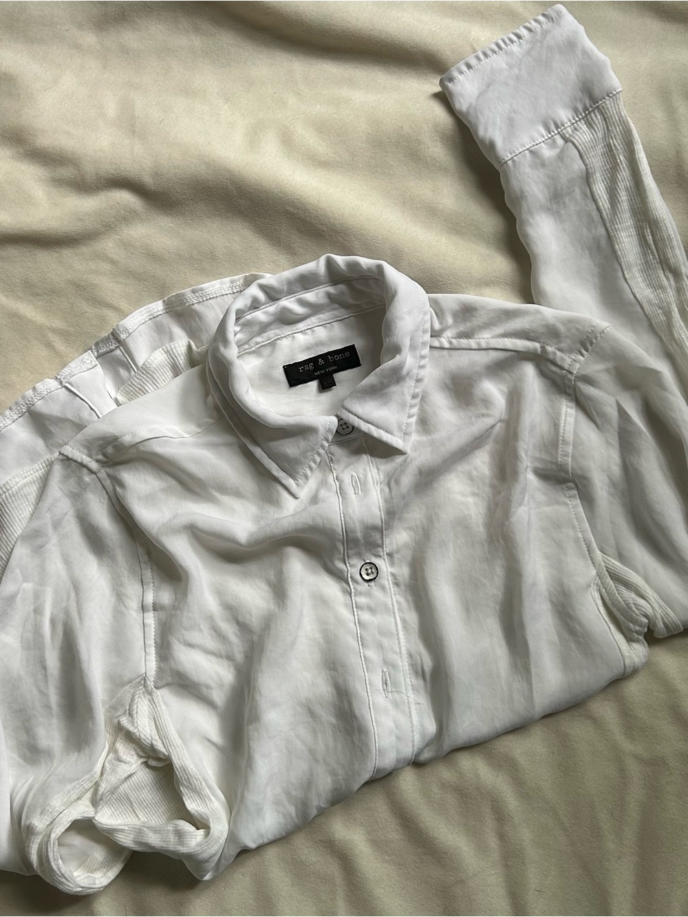rag & bone White Button-Up Shirt with Point Collar